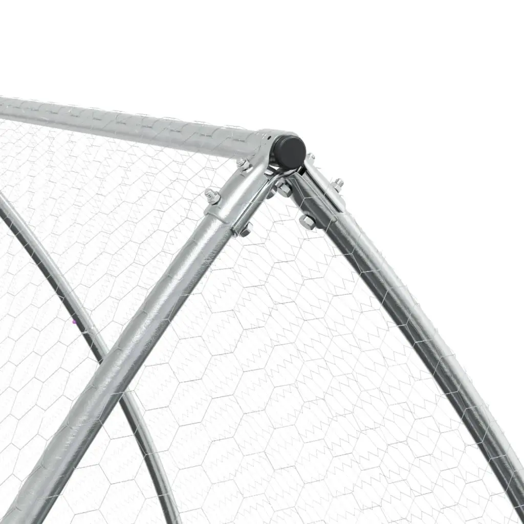 Rabbit Hutch Galvanised Steel Walk-In Large Silver