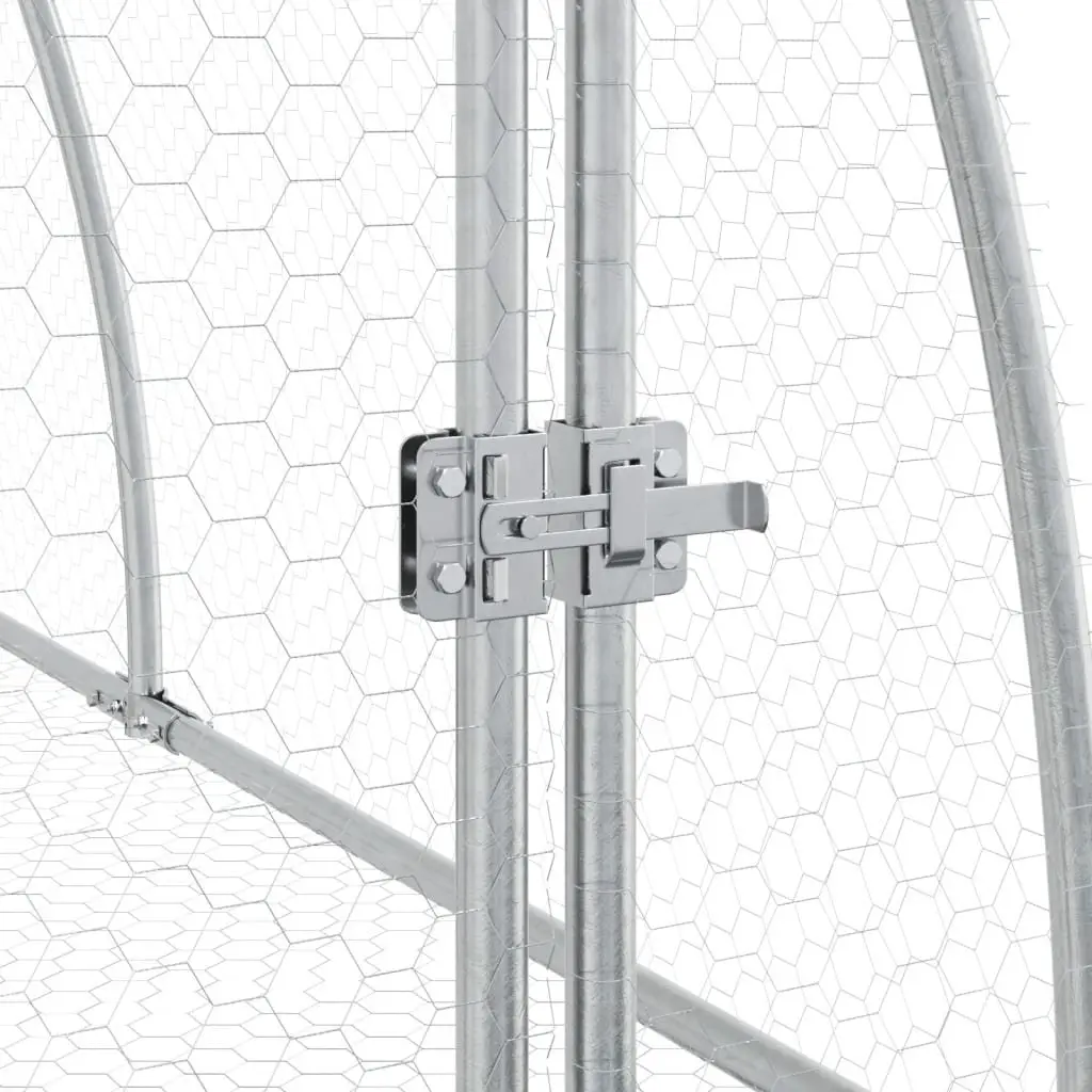 Rabbit Hutch Galvanised Steel Walk-In Large Silver