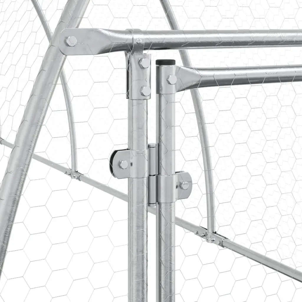 Rabbit Hutch Galvanised Steel Walk-In Large Silver