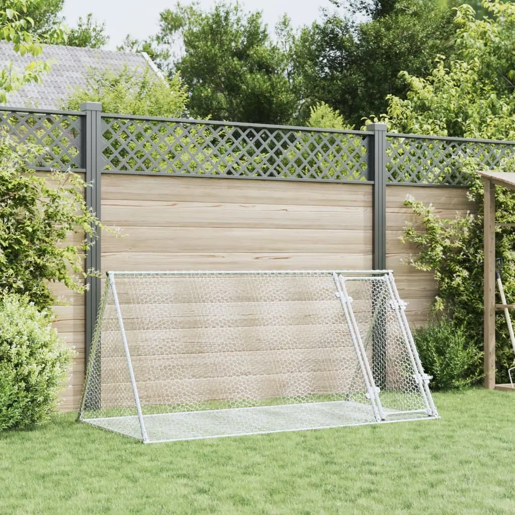Outdoor Hutch Galvanised Steel Spacious Enclosure for Small Animals 200x105x91cm Silver