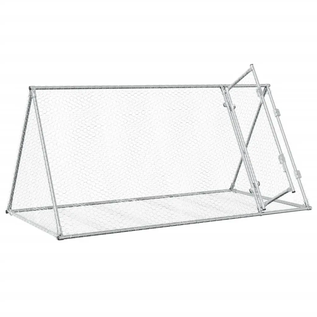 Outdoor Hutch Galvanised Steel Spacious Enclosure for Small Animals 200x105x91cm Silver