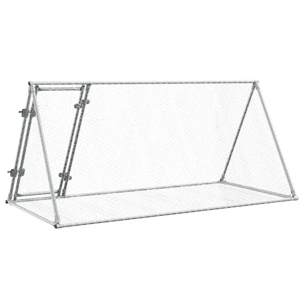 Outdoor Hutch Galvanised Steel Spacious Enclosure for Small Animals 200x105x91cm Silver