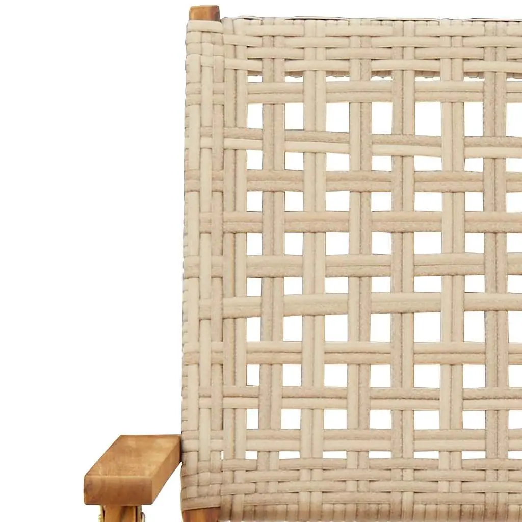 7 Piece Patio Dining Set Acacia Wood and PE Poly Rattan Beige Outdoor Furniture