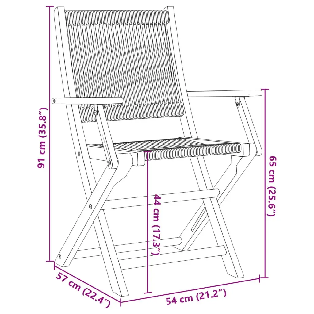 7 Piece Foldable Garden Dining Set Black Acacia Wood Table and Chairs for Outdoor Patio