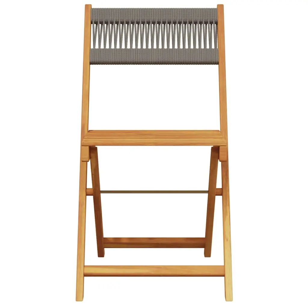 3 Piece Bistro Set Grey Outdoor Garden Furniture Folding Table Chairs Acacia