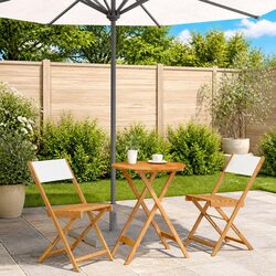 3 Piece Outdoor Bistro Set White Foldable Garden Patio Furniture Table Chairs