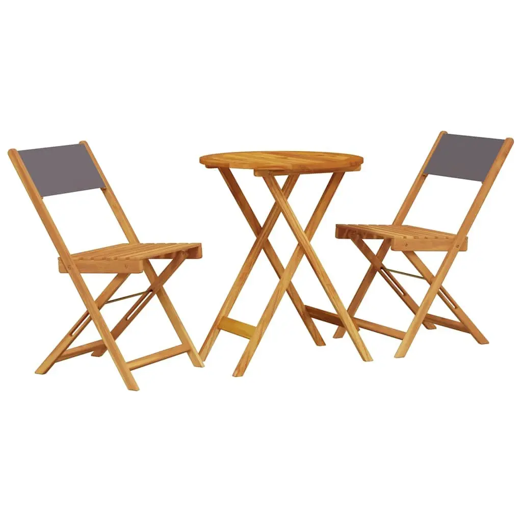 Bistro Set Solid Acacia Wood 3 Piece Foldable Anthracite Outdoor Garden Patio Furniture