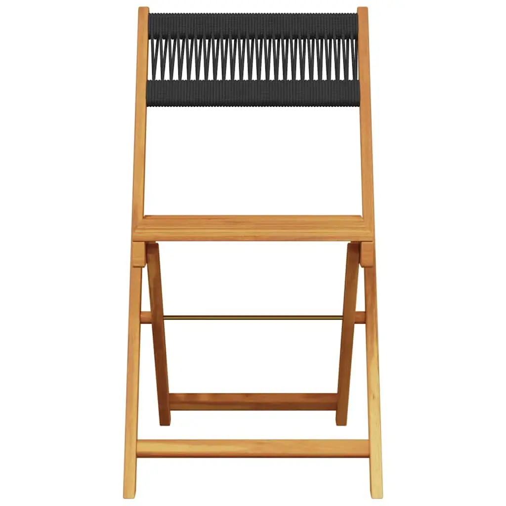3 Piece Bistro Set Solid Acacia Wood Foldable Outdoor Dining Table Chairs Black