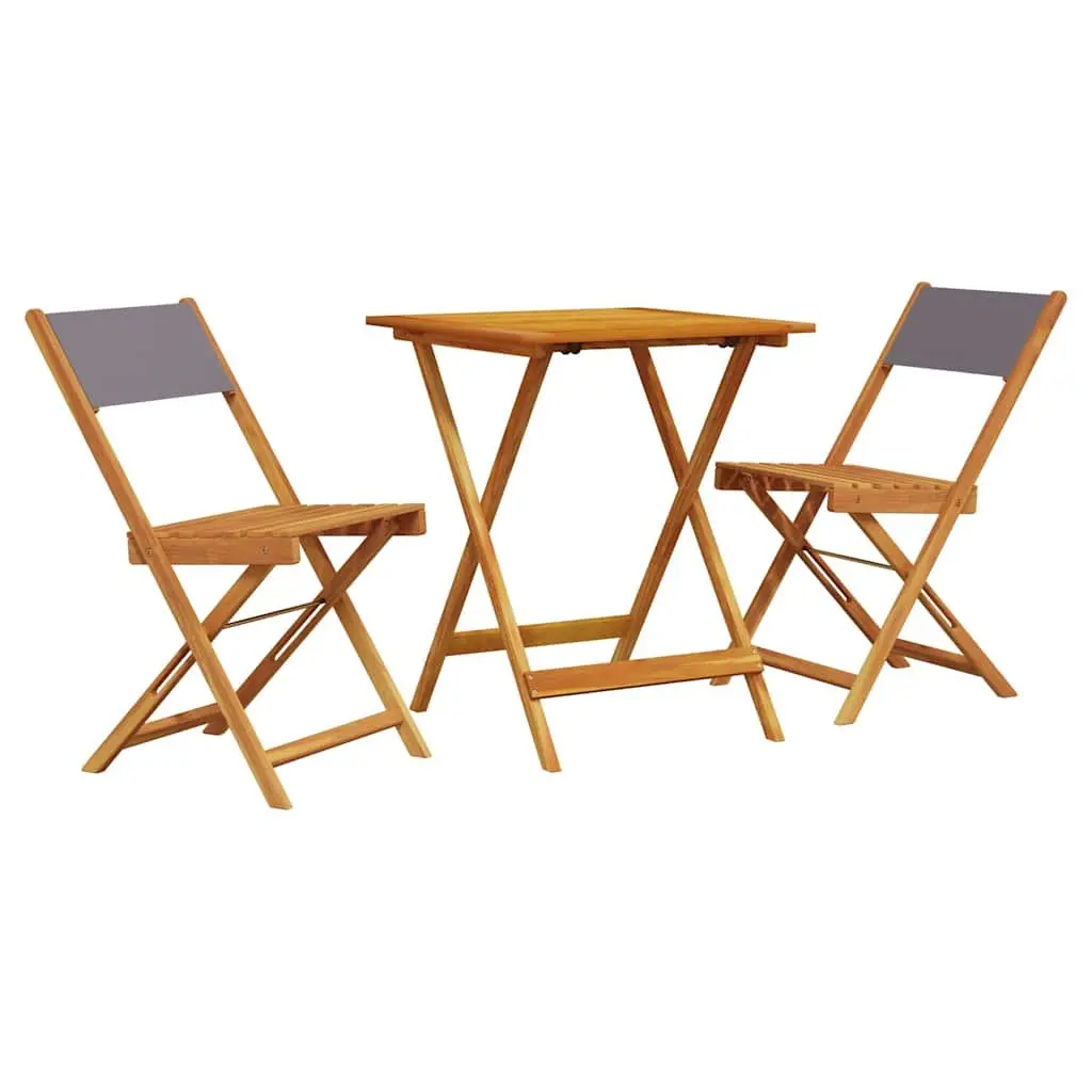 Bistro Set Foldable Acacia Wood Anthracite 3 Piece Outdoor Garden Balcony