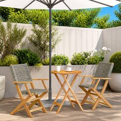 Practical 3 Piece Bistro Set in Grey with Solid Acacia Wood