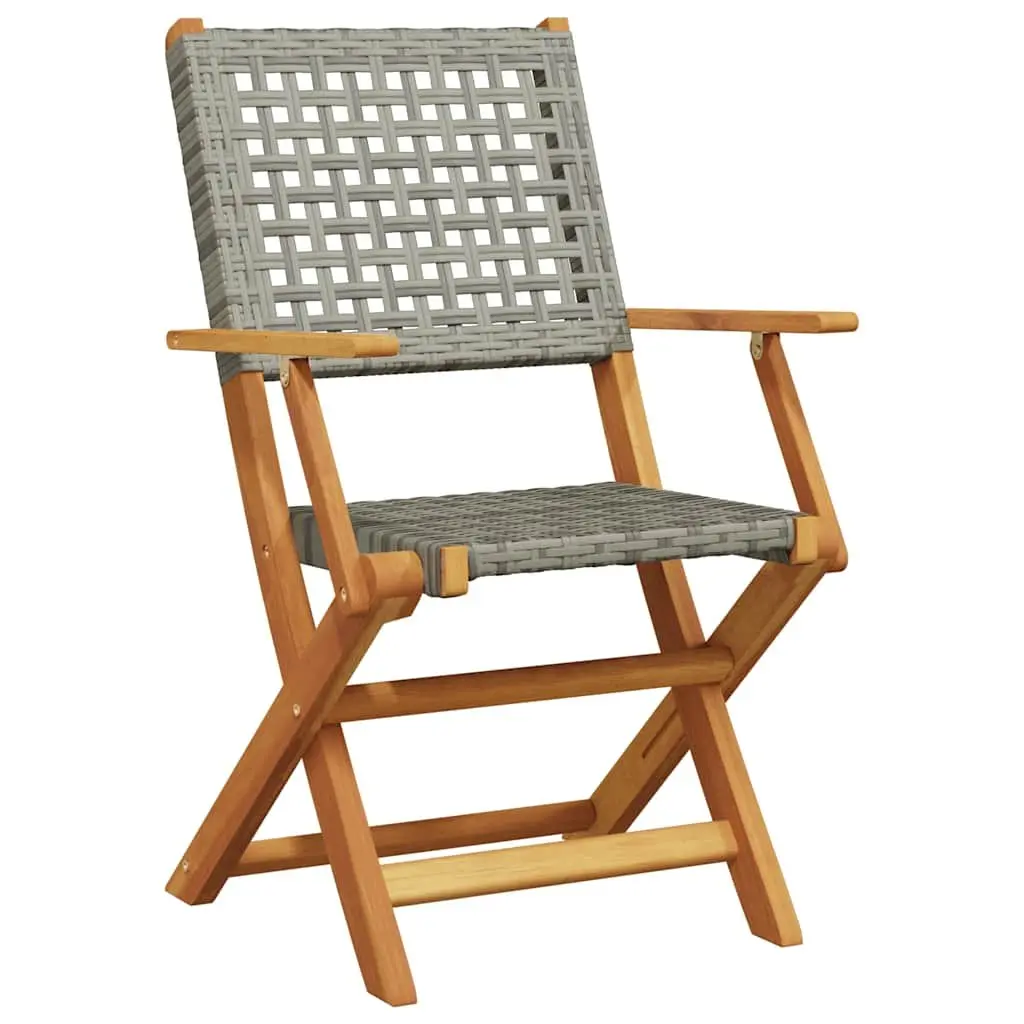 3 Piece Bistro Set in Grey with Solid Acacia Wood