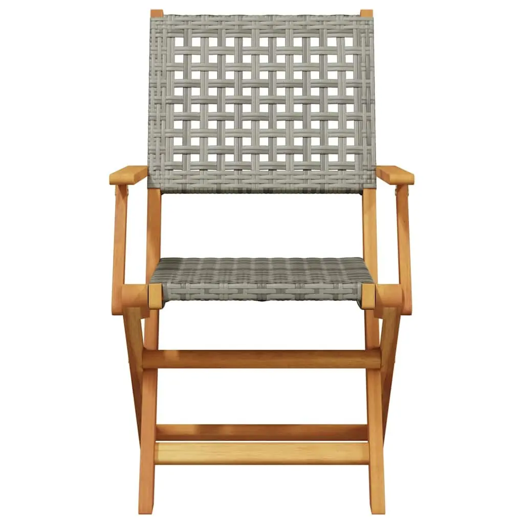 3 Piece Bistro Set in Grey with Solid Acacia Wood