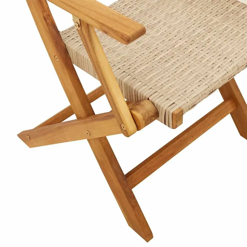 Outdoor Bistro Set 3 Piece Beige Garden Furniture Foldable Table Chairs