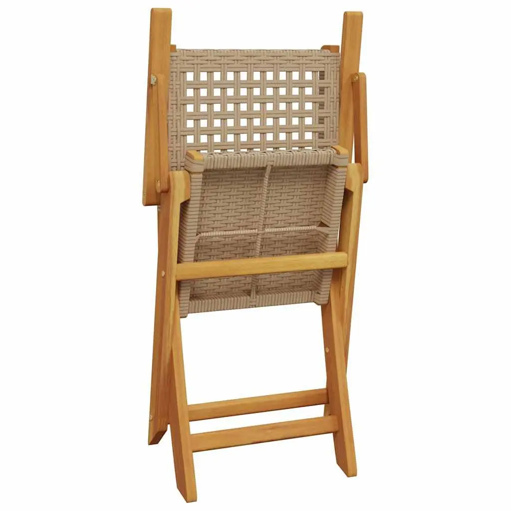 Outdoor Bistro Set 3 Piece Beige Garden Furniture Foldable Table Chairs
