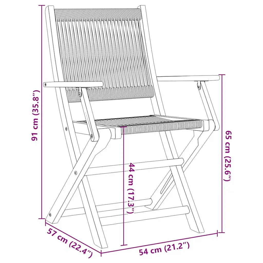 3 Piece Bistro Set Solid Acacia Wood Foldable Table and Chairs Black Outdoor Garden Furniture