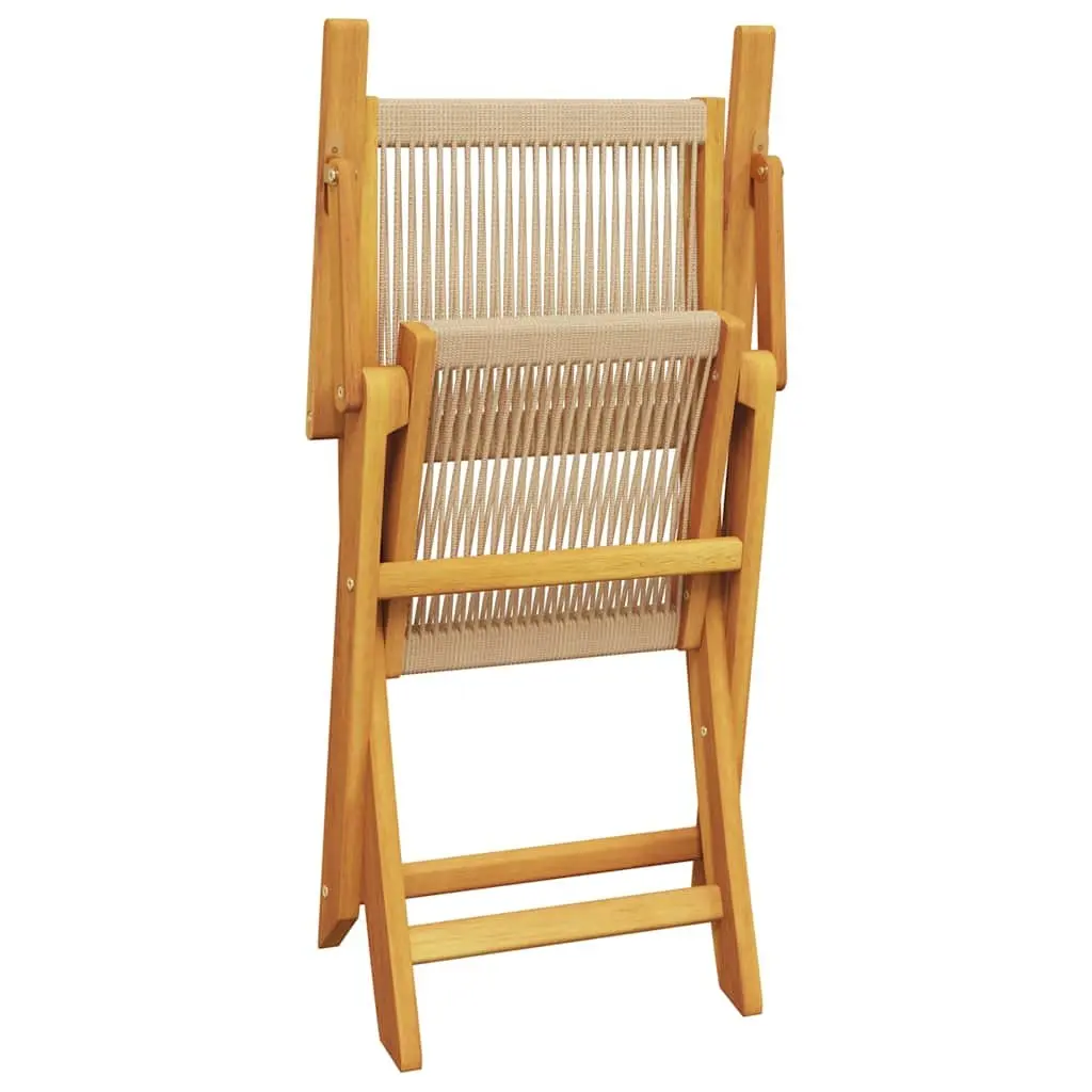 Bistro Set Foldable Acacia Wood 3 Piece Beige Garden Furniture