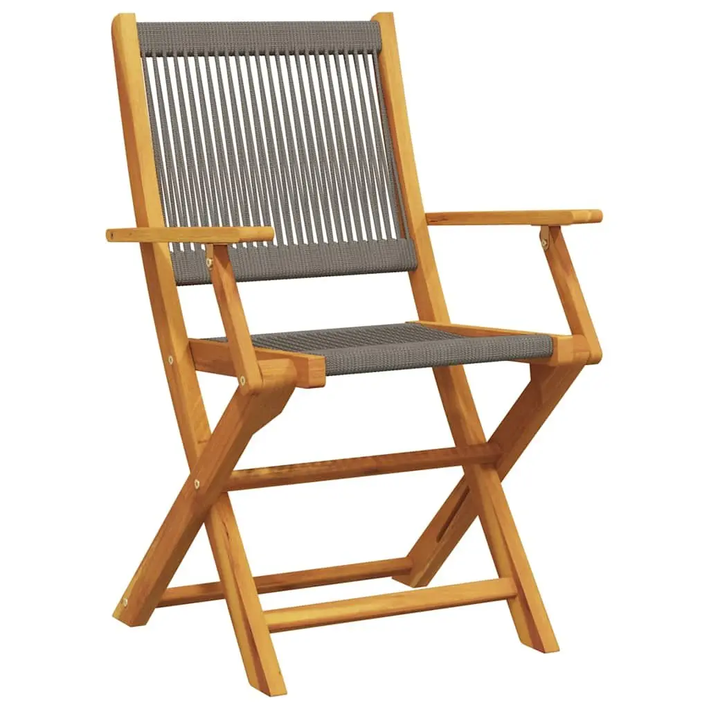 3 Piece Bistro Set Grey Outdoor Garden Furniture Foldable Table Chairs Patio