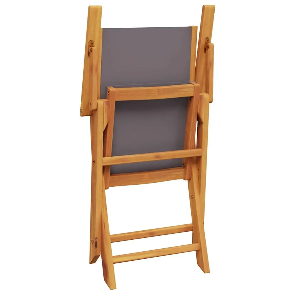 Bistro Set Foldable Outdoor Furniture Anthracite Solid Acacia Wood 3 Piece Garden Table and Chairs