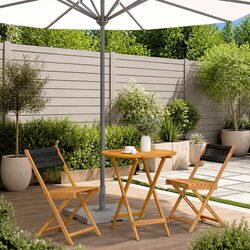 3 Piece Outdoor Bistro Set Black Foldable Garden Patio Furniture Table Chairs