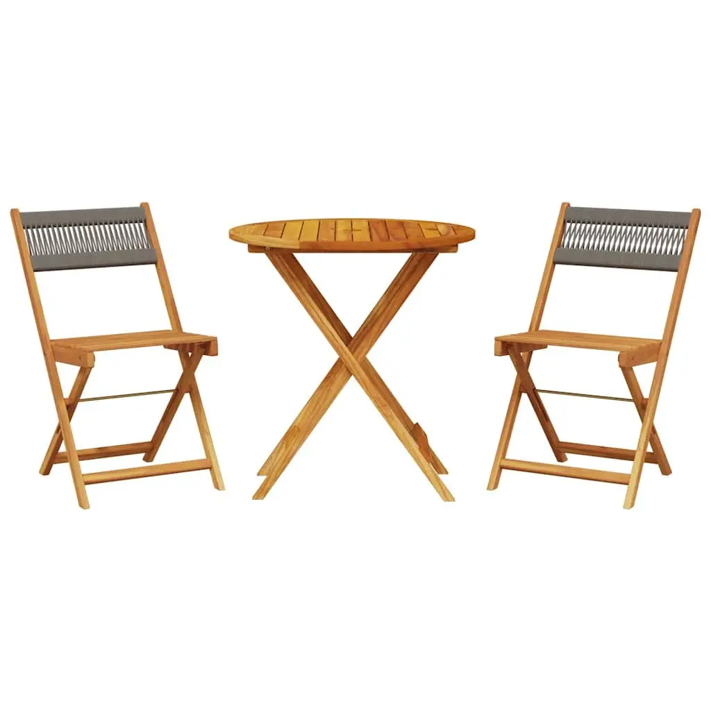 3 Piece Bistro Set Outdoor Garden Furniture Grey Polypropylene Solid Wood