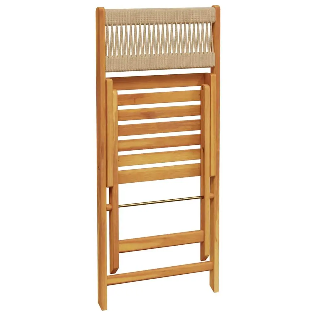 3 Piece Bistro Set Solid Acacia Wood Polypropylene Beige Folding Chairs Table