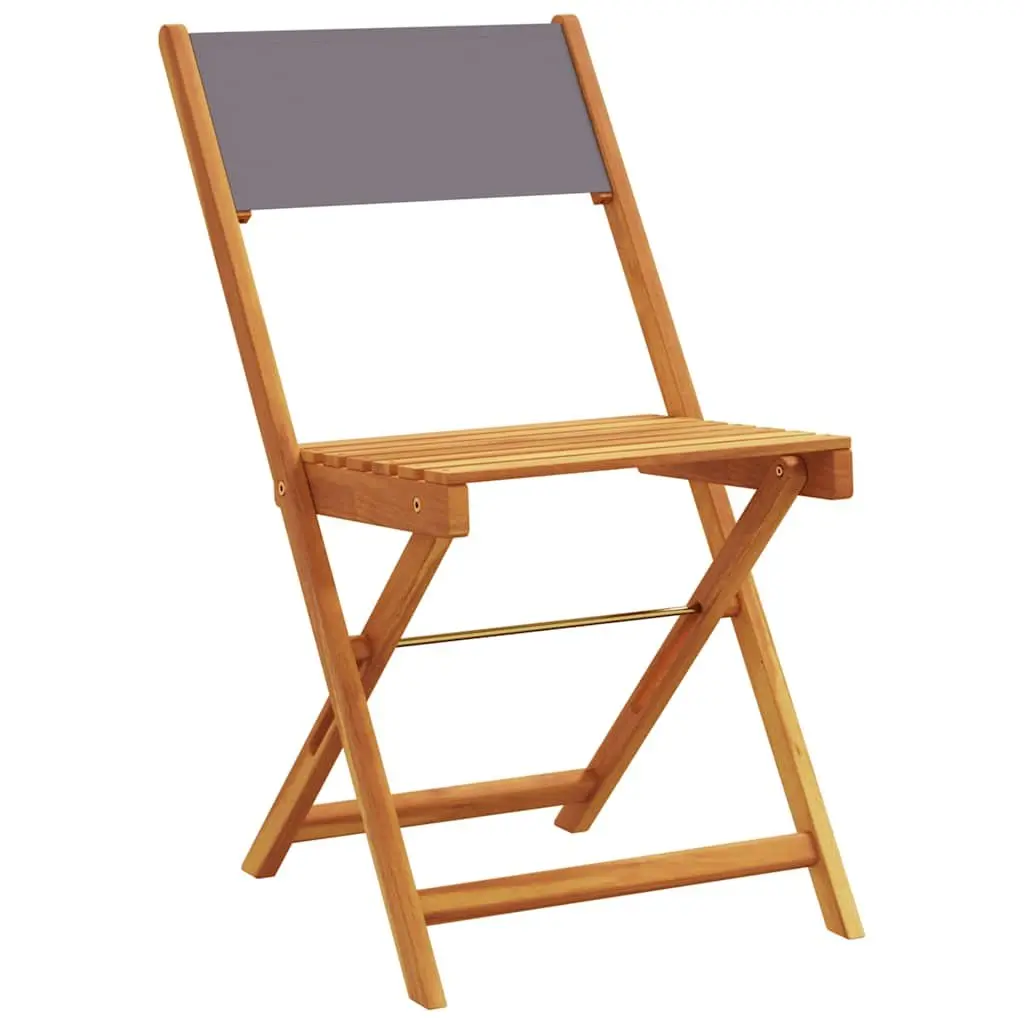 3 Piece Bistro Set Anthracite Outdoor Garden Furniture Foldable Acacia Wood