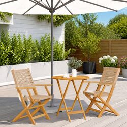 Outdoor Bistro Set 3 Piece Garden Furniture Foldable Table Chairs Beige