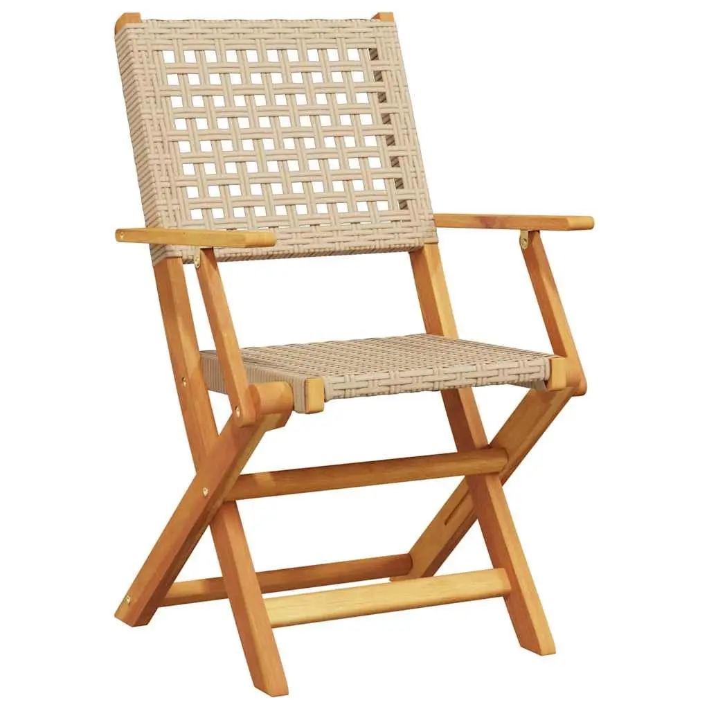 Outdoor Bistro Set 3 Piece Garden Furniture Foldable Table Chairs Beige