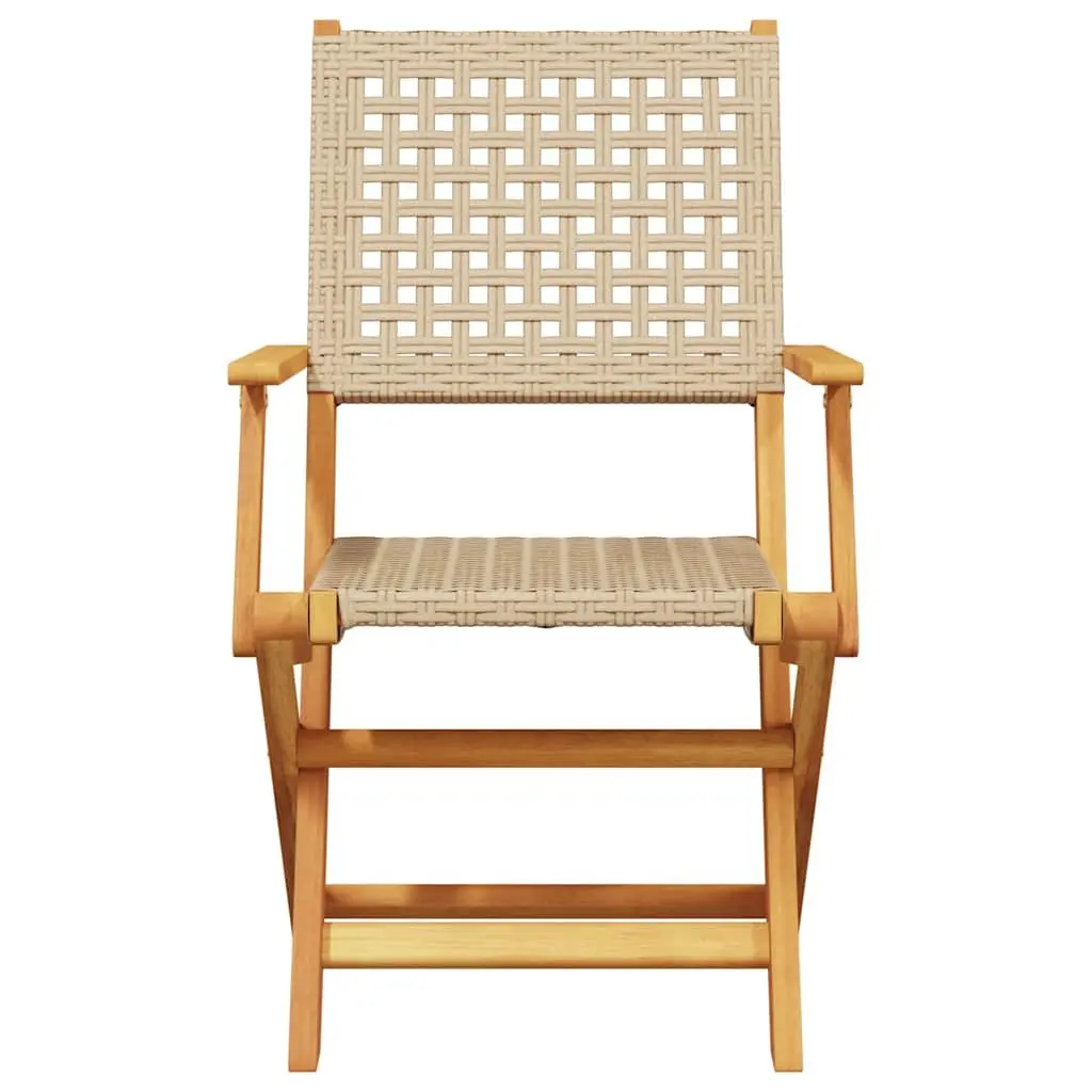 Outdoor Bistro Set 3 Piece Garden Furniture Foldable Table Chairs Beige