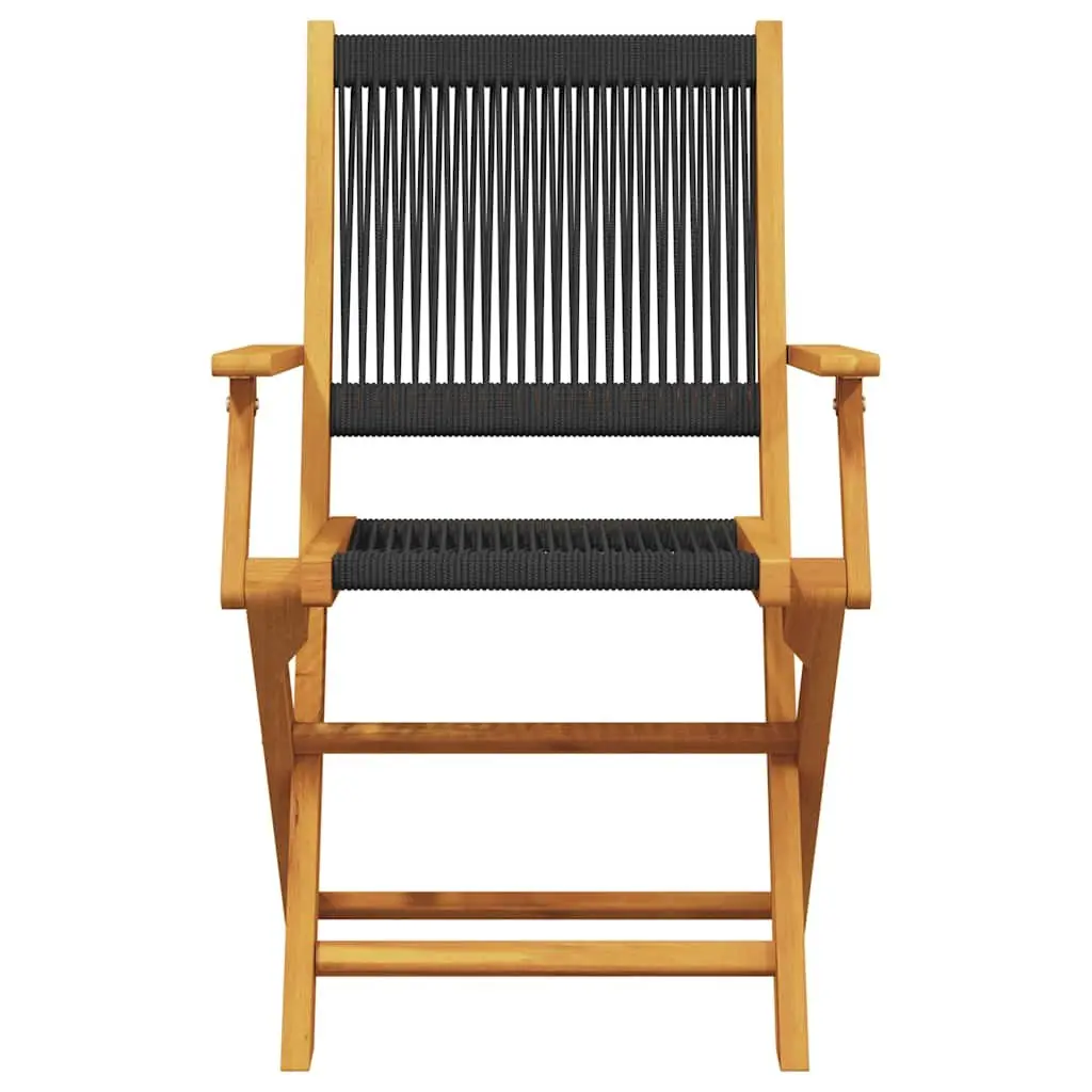 3 Piece Bistro Set Solid Wood Foldable Table and Chairs Black