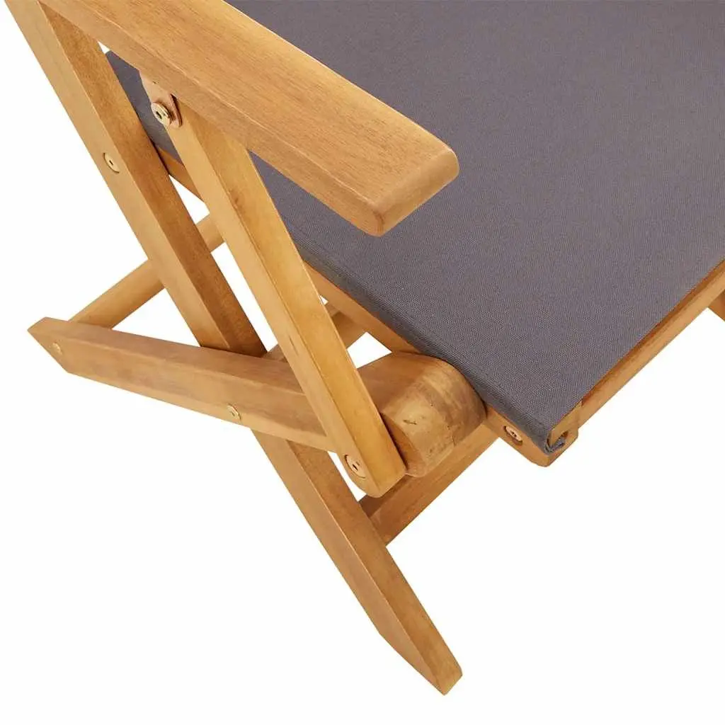 Bistro Set Outdoor Garden Furniture Folding Solid Acacia Wood Anthracite 3 Piece