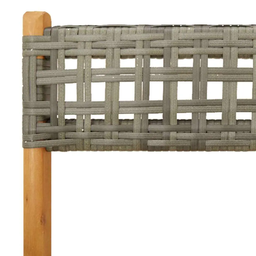 3 Piece Bistro Set Grey Solid Acacia Wood and PE Rattan Outdoor Garden Furniture
