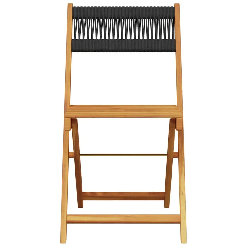 3 Piece Bistro Set Black Polypropylene Solid Wood Outdoor Garden Patio Furniture