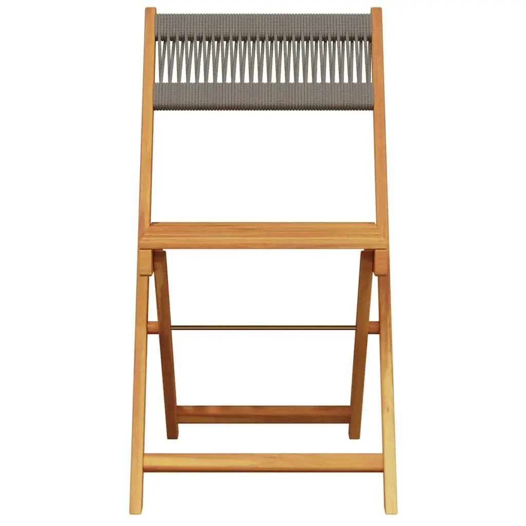 3 Piece Bistro Set Solid Acacia Wood Polypropylene Grey Outdoor Garden Patio Furniture