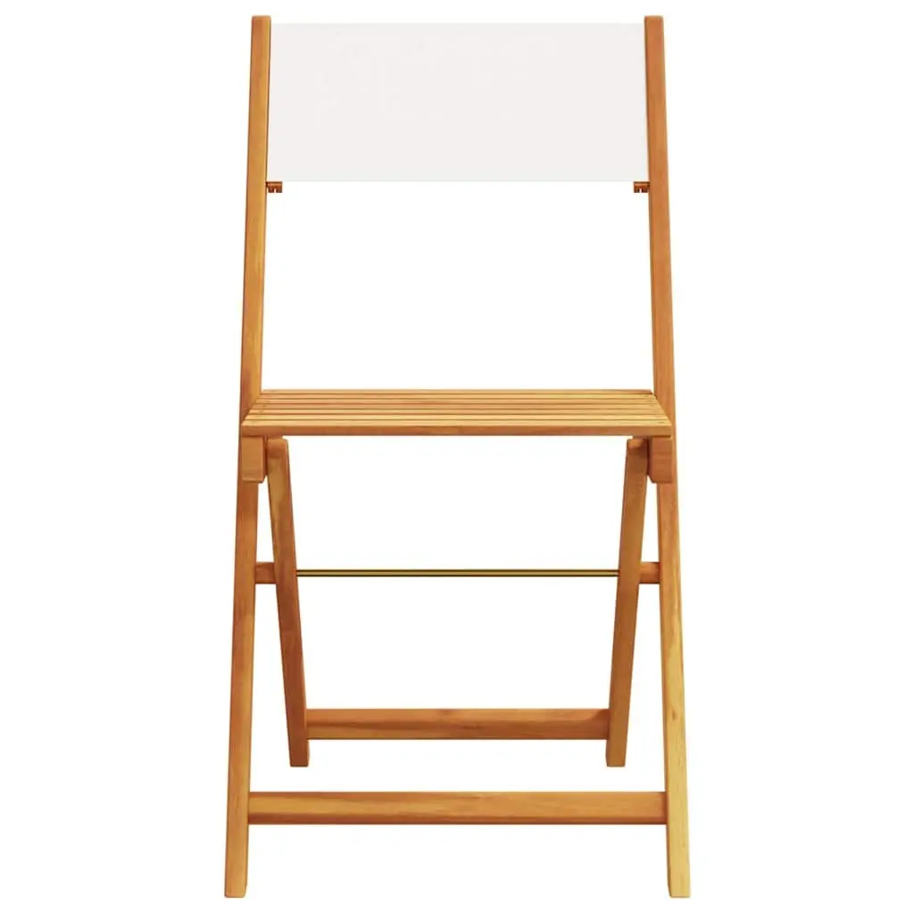 3 Piece Bistro Set Outdoor Garden Furniture White Solid Wood Foldable Chairs