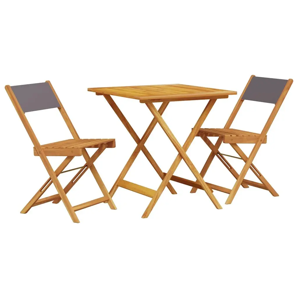 3 Piece Bistro Set Solid Acacia Wood Foldable Outdoor Garden Patio Furniture Anthracite