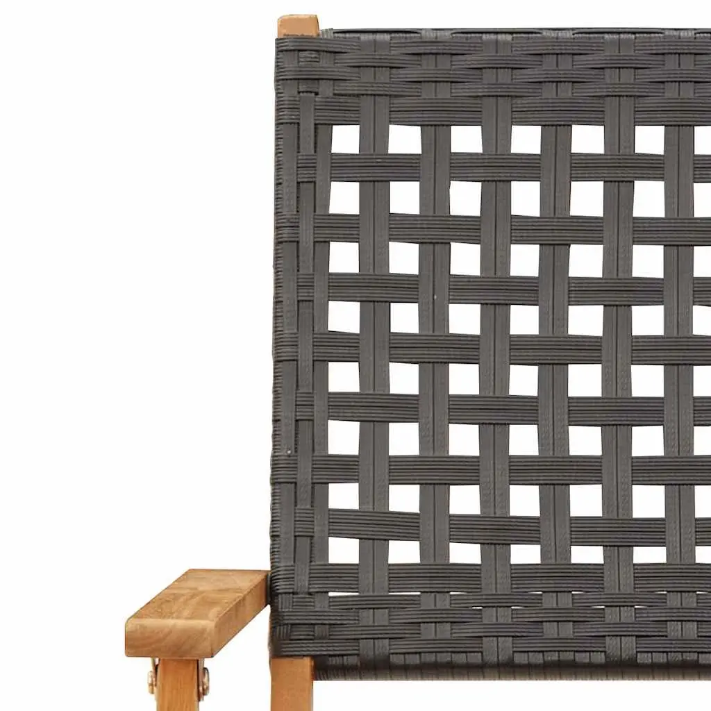 3 Piece Bistro Set Black Poly Rattan Solid Wood Outdoor Garden Patio Furniture