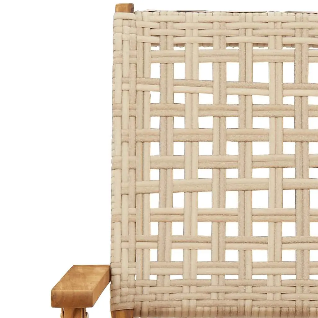 Outdoor Bistro Set 3 Piece Beige Poly Rattan Solid Wood Garden Patio Furniture