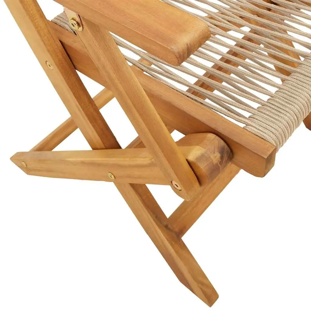 3 Piece Outdoor Bistro Set Foldable Solid Acacia Wood Beige Garden Patio Dining Table and Chairs