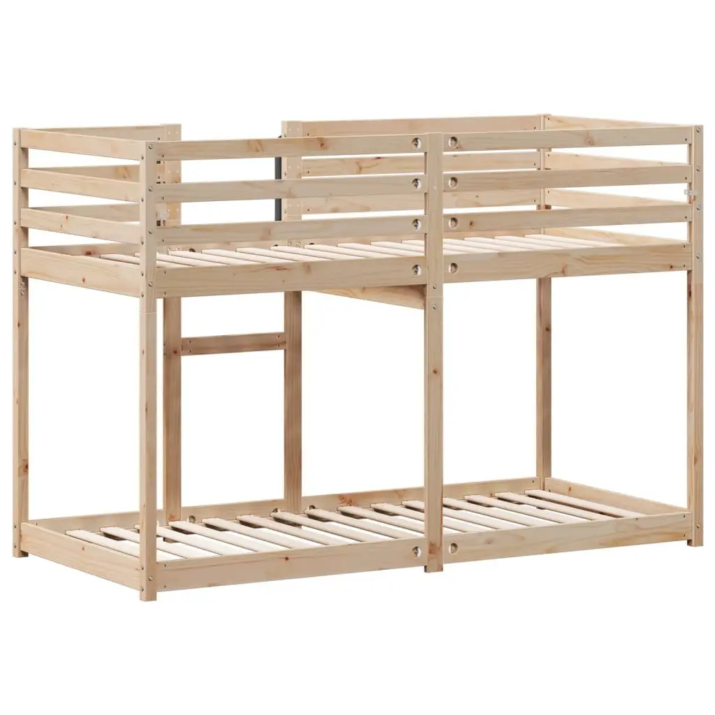 Bunk Bed Solid Pine Wood Frame 90x190 cm Brown Slatted Base Guardrails Space-Saving