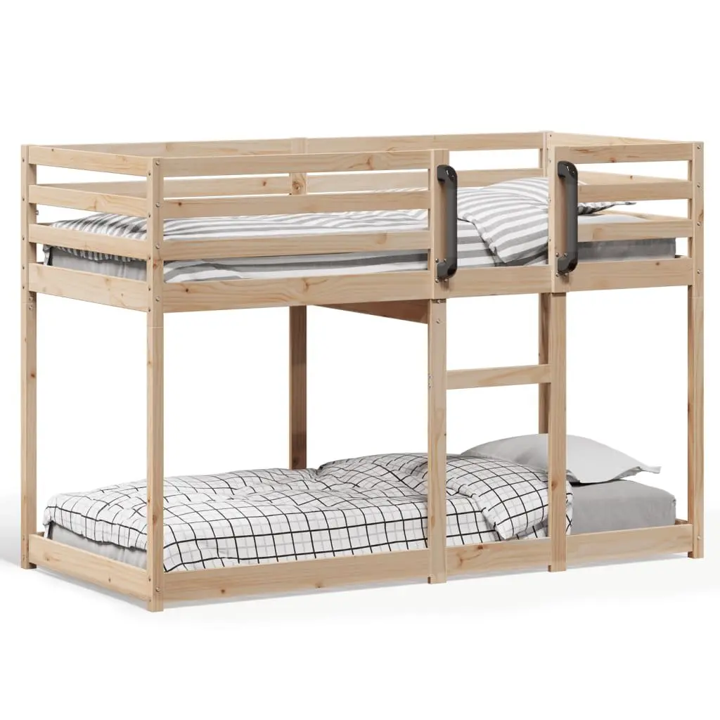 Bunk Bed Solid Pinewood Frame Slatted Base Brown Space-Saving