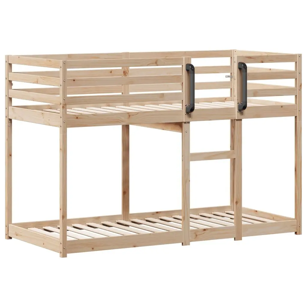 Bunk Bed Solid Pinewood Frame Slatted Base Brown Space-Saving