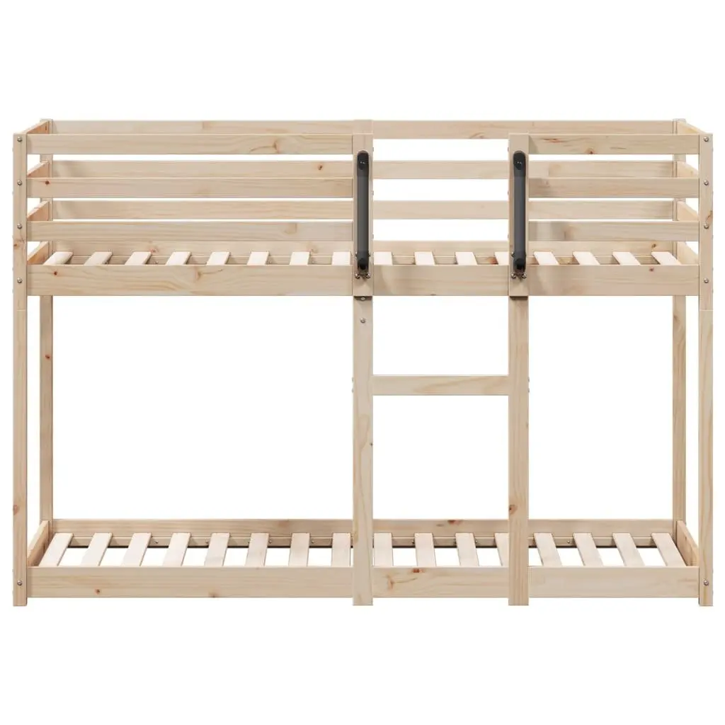 Bunk Bed Solid Pinewood Frame Slatted Base Brown Space-Saving