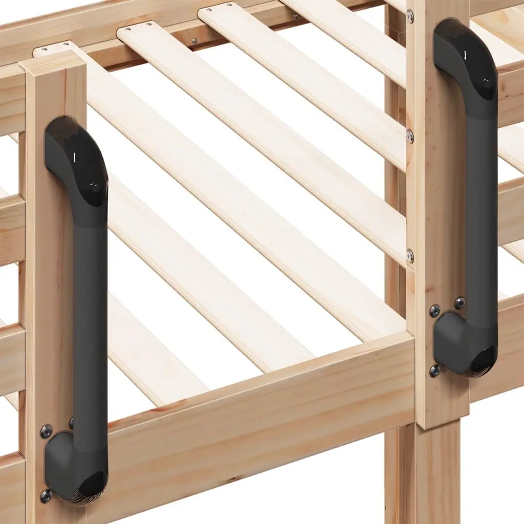 Bunk Bed Solid Pinewood Frame Slatted Base Brown Space-Saving