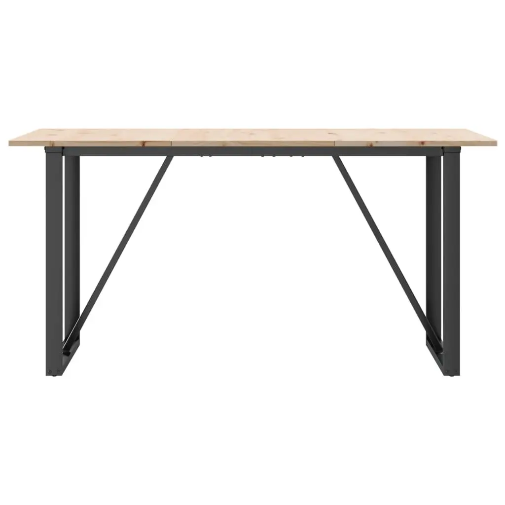 Dining Table Solid Pine Wood O-Frame 160x80x75 cm Steel Kitchen Brown