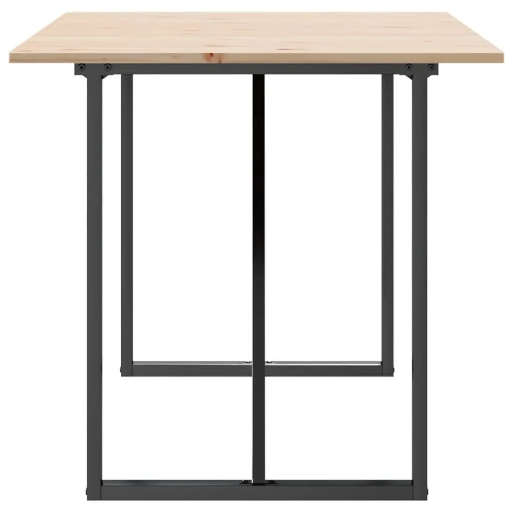 Dining Table Solid Pine Wood O-Frame 160x80x75 cm Steel Kitchen Brown