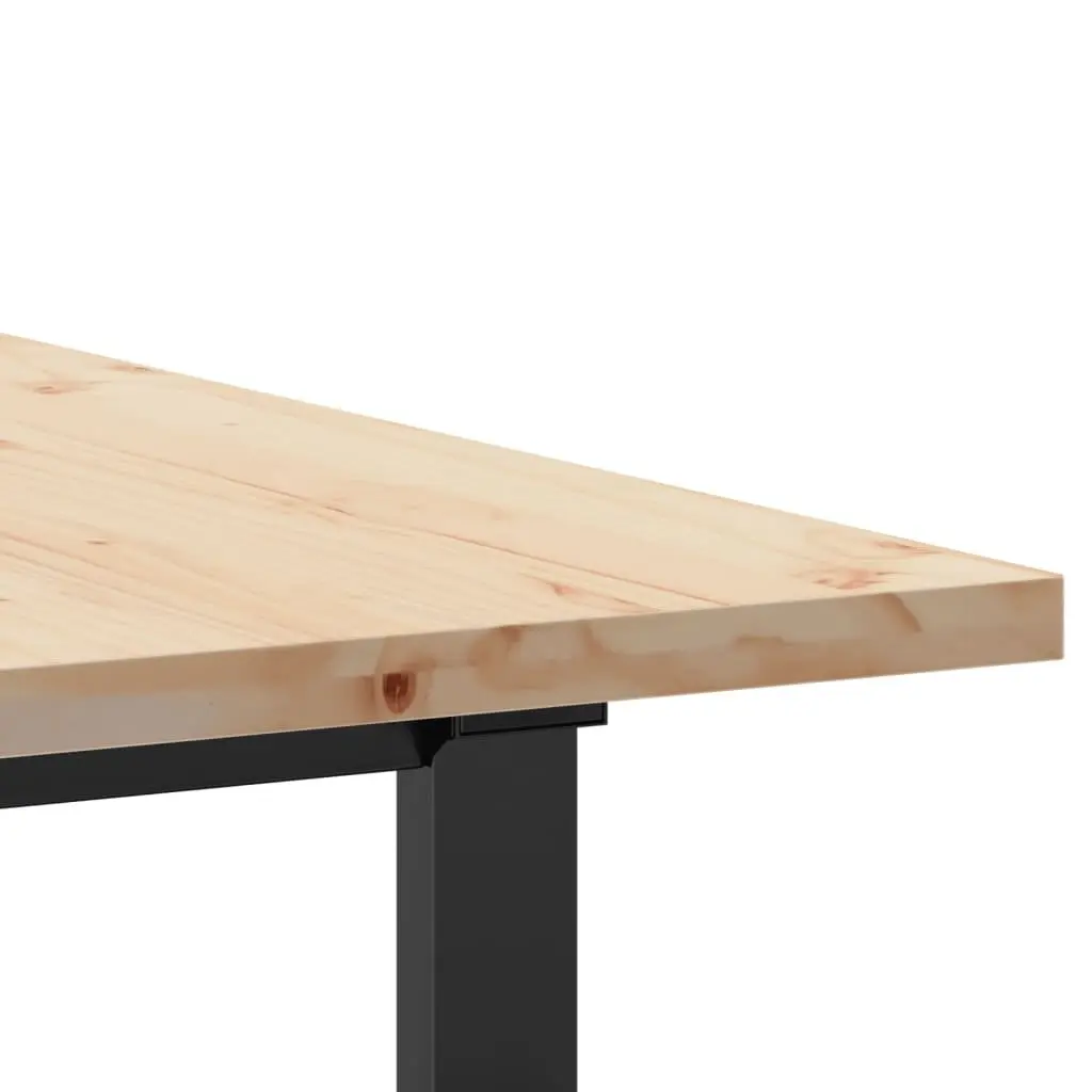 Dining Table Kitchen Solid Pine Wood O-Frame 140x80cm Sturdy Steel Brown