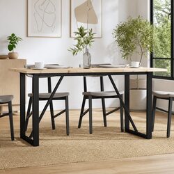Dining Table O-Frame 160x80x75.5 cm Solid Wood Pine and Steel Brown Kitchen