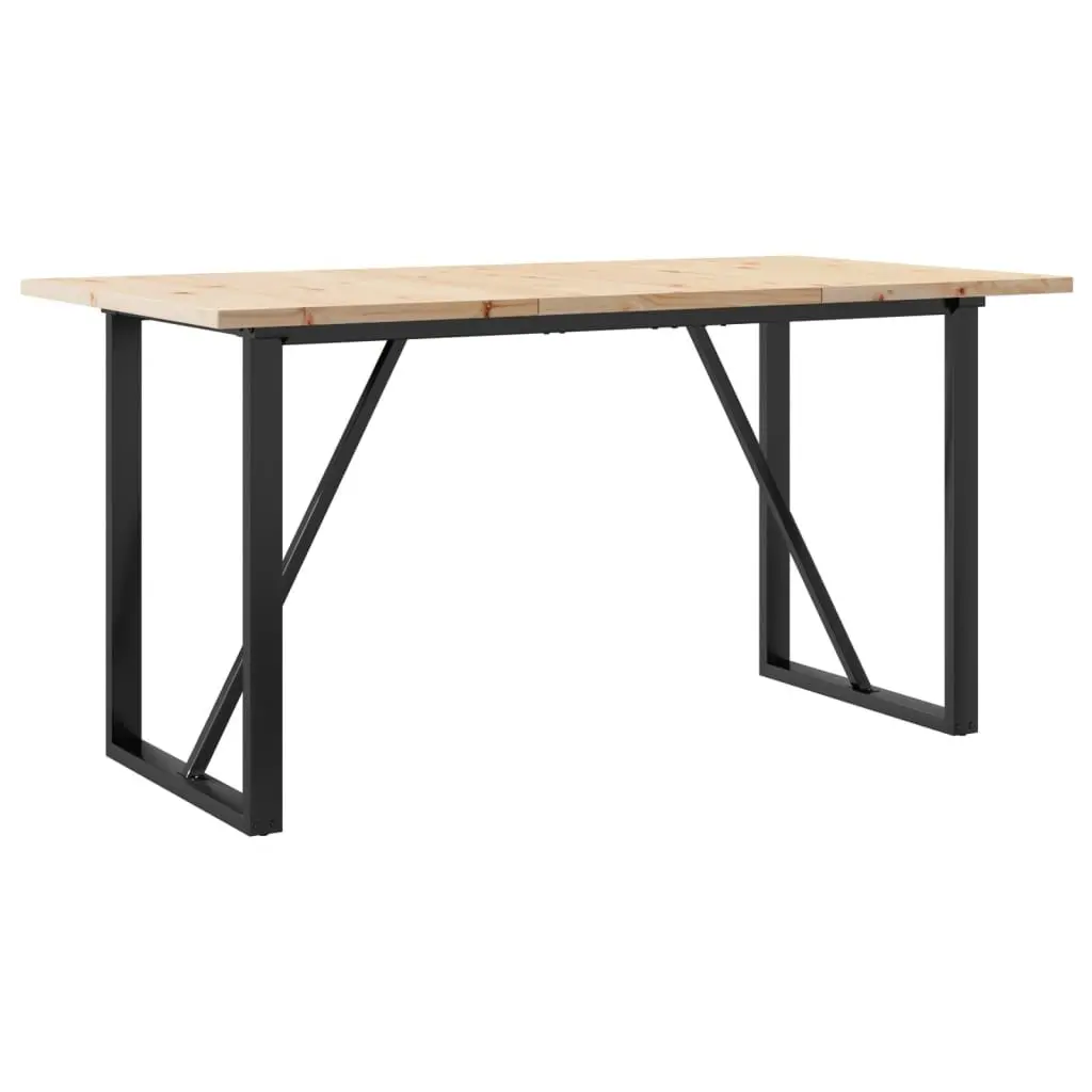 Dining Table Solid Pine Wood and Steel O-Frame Brown 160x80x75.5 cm
