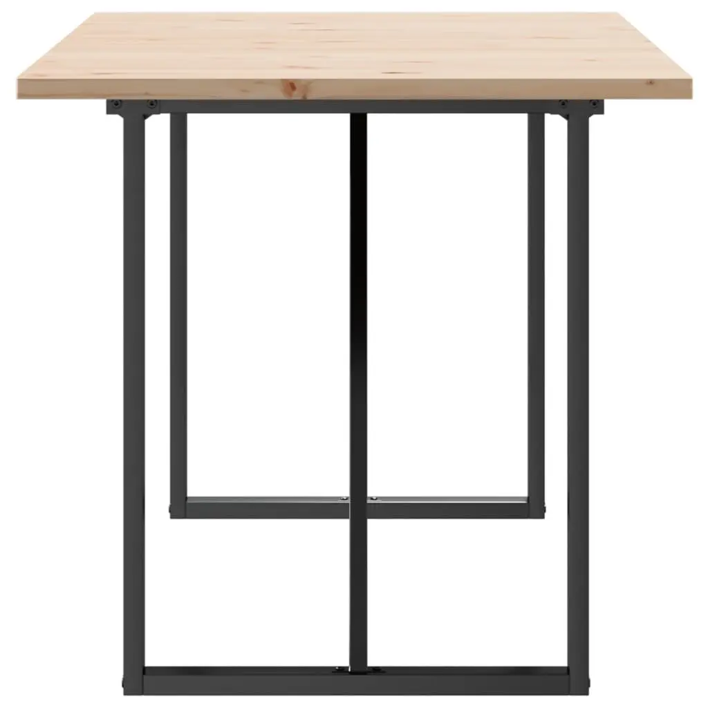 Dining Table Solid Pine Wood and Steel O-Frame Brown 160x80x75.5 cm